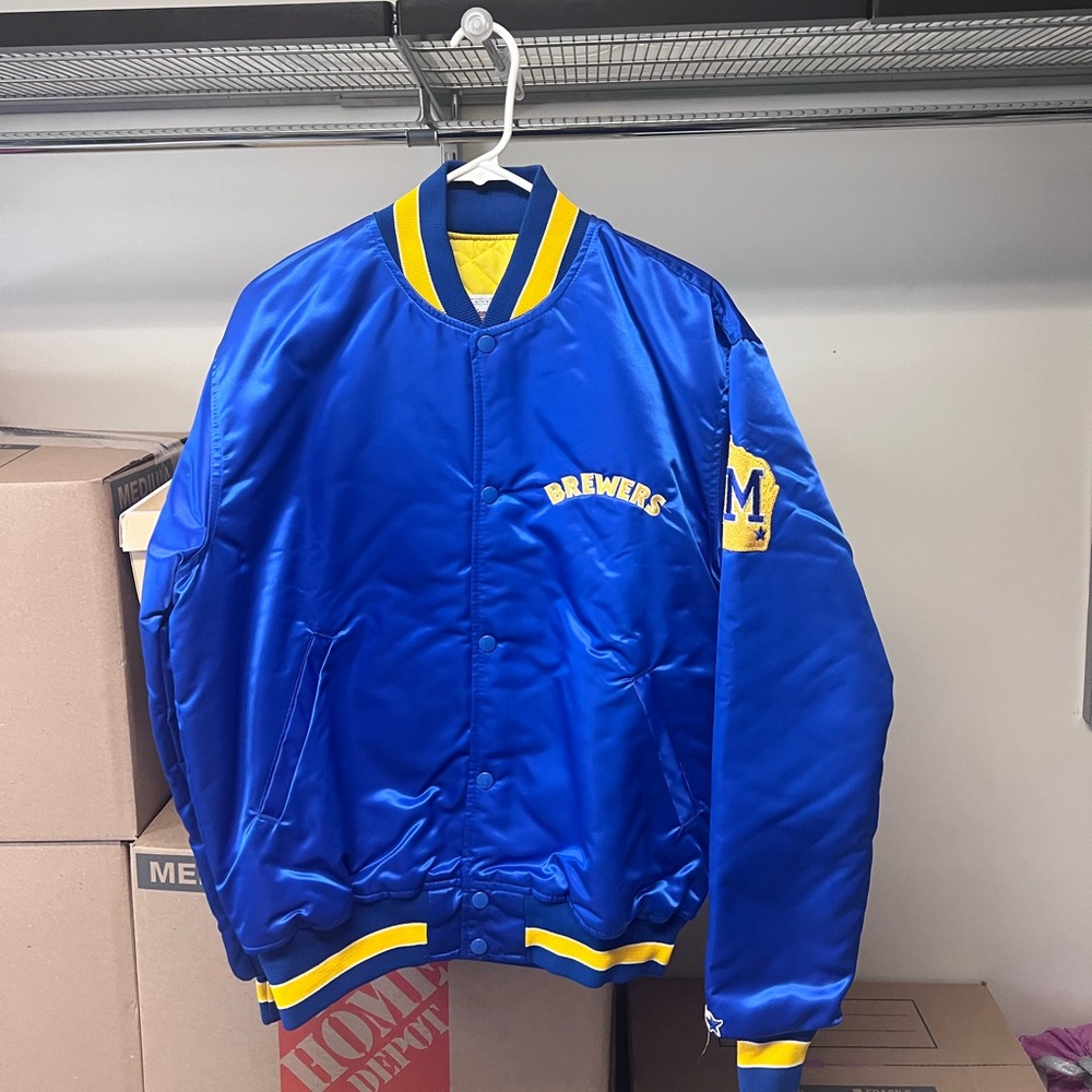 Vintage Starter Milwaukee Brewers MBL Varsity Bomber Jacket Large